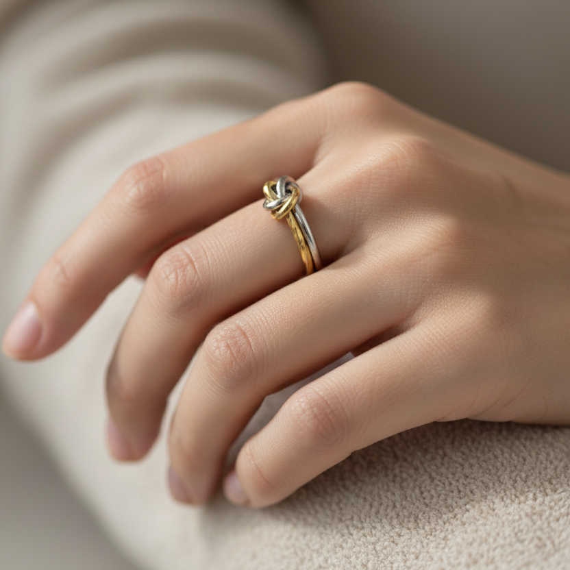 Unison Knoten Ring Gold Silber
