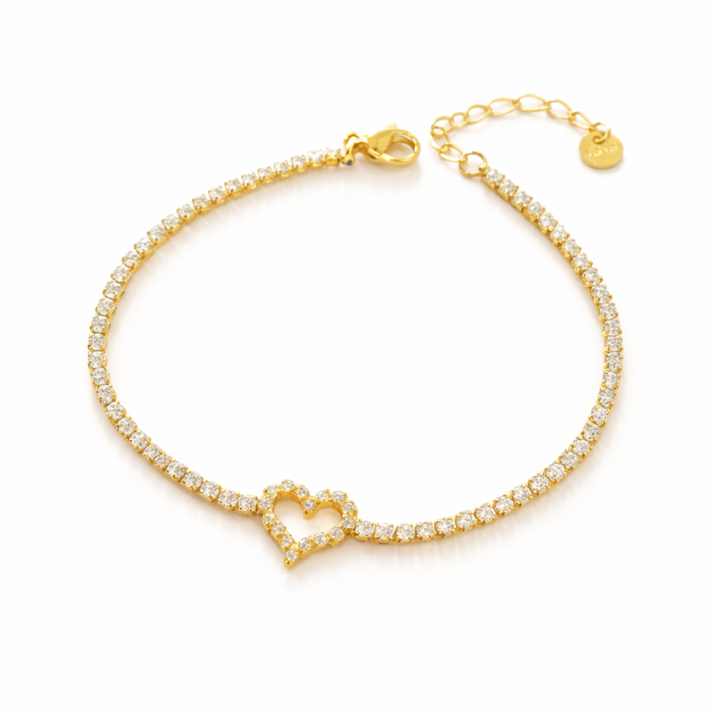 Diamond Heart Armband Gold