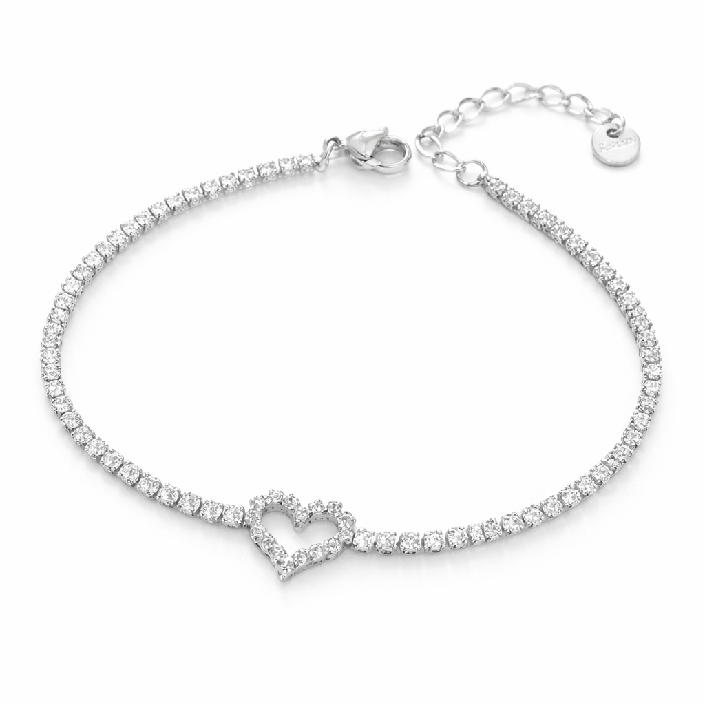 Diamond Heart Armband Silber