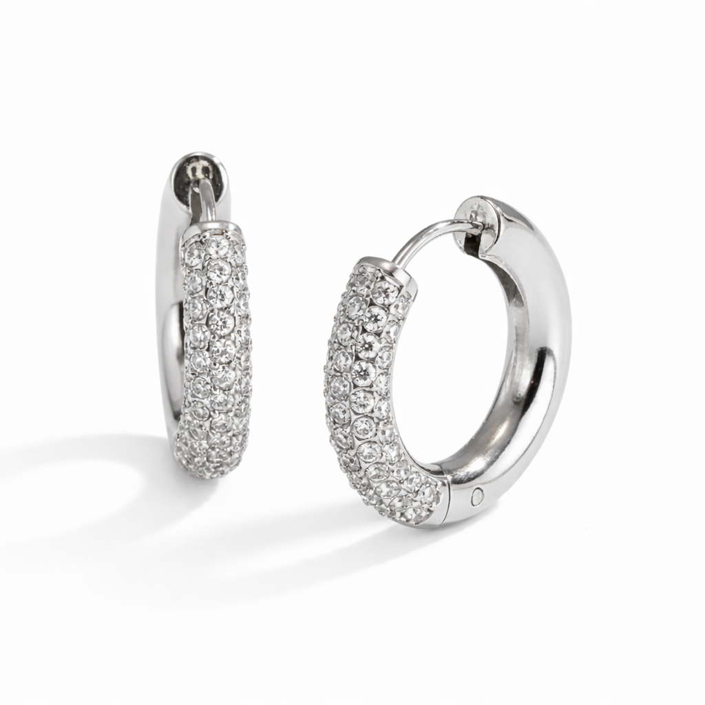 Diamond Hoop Ohrringe Silber