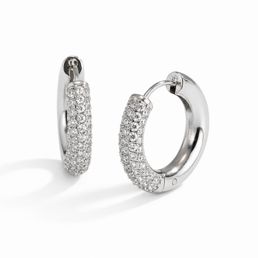 Diamond Hoop Ohrringe Silber